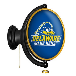 Delaware Blue Hens: Logo - Original Oval Rotating Lighted Wall Sign - The Fan-Brand