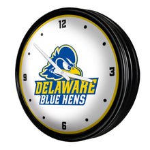 Load image into Gallery viewer, Delaware Blue Hens: Logo - Retro Lighted Wall Clock - The Fan-Brand