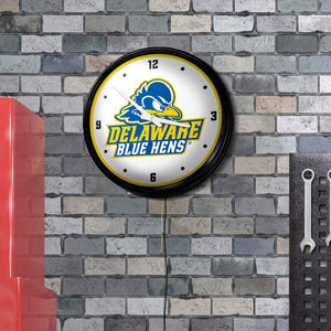 Delaware Blue Hens: Logo - Retro Lighted Wall Clock - The Fan-Brand