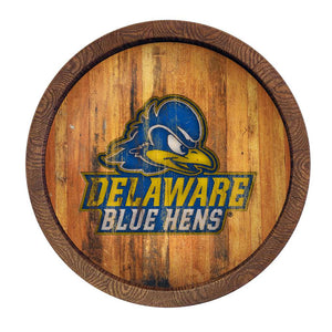 Delaware Blue Hens: Logo - Weathered "Faux" Barrel Top Sign - The Fan-Brand