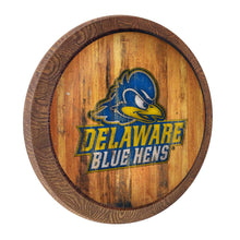 Load image into Gallery viewer, Delaware Blue Hens: Logo - Weathered &quot;Faux&quot; Barrel Top Sign - The Fan-Brand