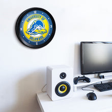 Load image into Gallery viewer, Delaware Blue Hens: Ribbed Frame Wall Clock - The Fan-Brand