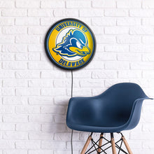 Load image into Gallery viewer, Delaware Blue Hens: Round Slimline Lighted Wall Sign - The Fan-Brand