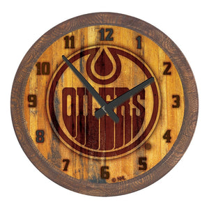 Edmonton Oilers: Branded "Faux" Barrel Top Wall Clock - The Fan-Brand