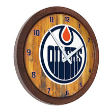 Load image into Gallery viewer, Edmonton Oilers: &quot;Faux&quot; Barrel Top Wall Clock - The Fan-Brand