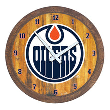 Load image into Gallery viewer, Edmonton Oilers: &quot;Faux&quot; Barrel Top Wall Clock - The Fan-Brand
