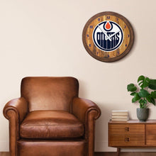 Load image into Gallery viewer, Edmonton Oilers: &quot;Faux&quot; Barrel Top Wall Clock - The Fan-Brand