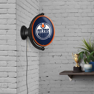 Edmonton Oilers: Original Oval Rotating Lighted Wall Sign - The Fan-Brand