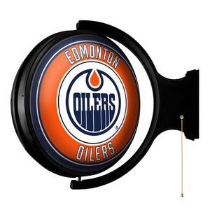 Edmonton Oilers: Original Round Rotating Lighted Wall Sign - The Fan-Brand