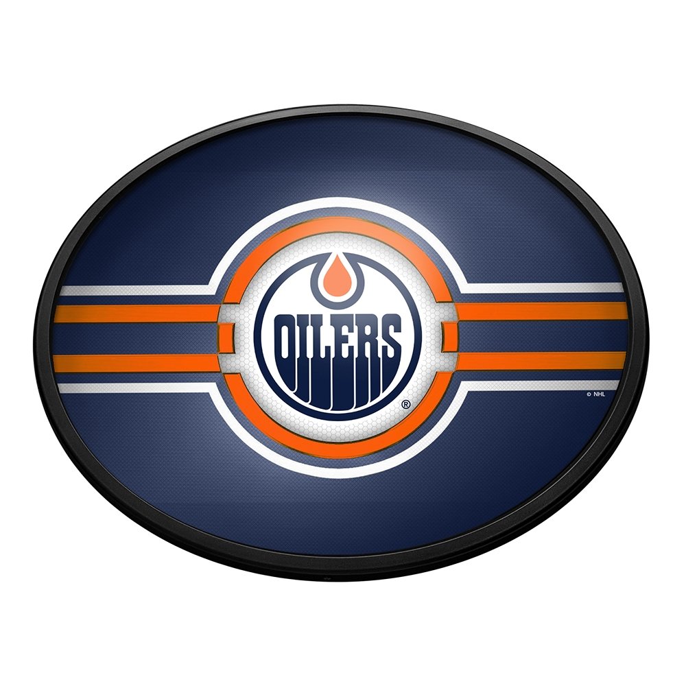 Edmonton Oilers: Oval Slimline Lighted Wall Sign - The Fan-Brand