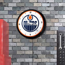 Load image into Gallery viewer, Edmonton Oilers: Retro Lighted Wall Clock - The Fan-Brand