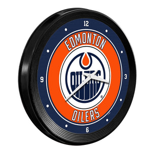 Edmonton Oilers: Ribbed Frame Wall Clock - The Fan-Brand