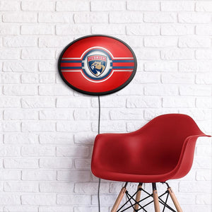 Florida Panthers: Oval Slimline Lighted Wall Sign - The Fan-Brand