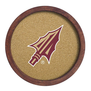 Florida State Seminoles: Arrowhead - "Faux" Barrel Framed Cork Board - The Fan-Brand