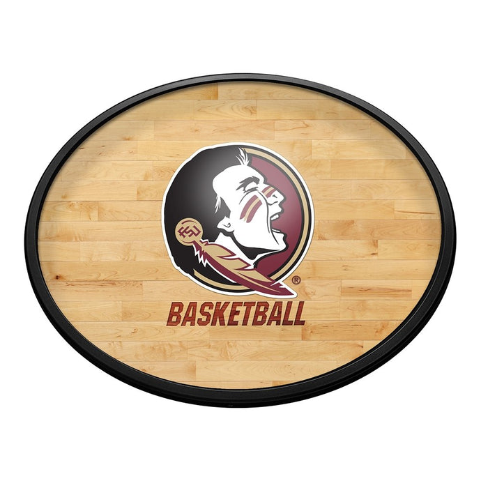 Florida State Seminoles: Hardwood - Oval Slimline Lighted Wall Sign - The Fan-Brand