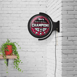 Georgia Bulldogs: National Champions - Original Round Rotating Lighted Wall Sign - The Fan-Brand