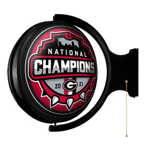 Georgia Bulldogs: National Champions - Original Round Rotating Lighted Wall Sign - The Fan-Brand