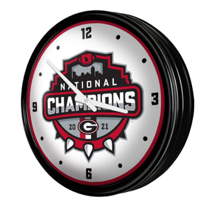 Georgia Bulldogs: National Champions - Retro Lighted Wall Clock - The Fan-Brand