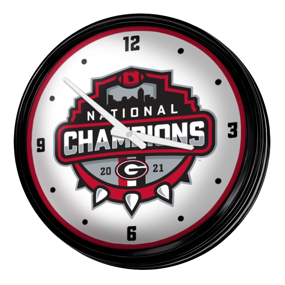 Georgia Bulldogs: National Champions - Retro Lighted Wall Clock - The Fan-Brand