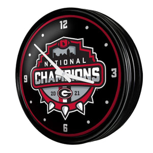 Georgia Bulldogs: National Champions - Retro Lighted Wall Clock - The Fan-Brand