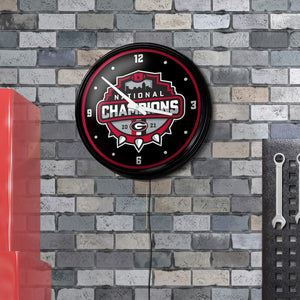 Georgia Bulldogs: National Champions - Retro Lighted Wall Clock - The Fan-Brand