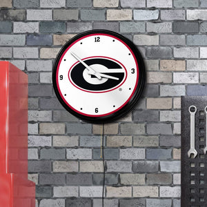 Georgia Bulldogs: "Retro Diner" Lighted Wall Clock - The Fan-Brand