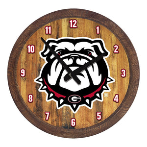 Georgia Bulldogs: Uga - "Faux" Barrel Top Wall Clock - The Fan-Brand