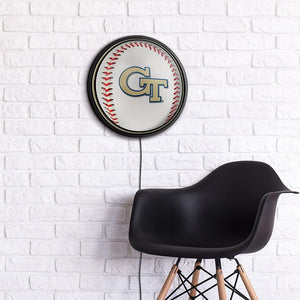 Georgia Tech Yellow Jackets: Baseball - Slimline Lighted Wall Sign - The Fan-Brand