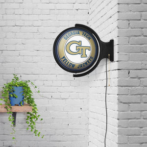 Georgia Tech Yellow Jackets: Original Round Rotating Lighted Wall Sign - The Fan-Brand