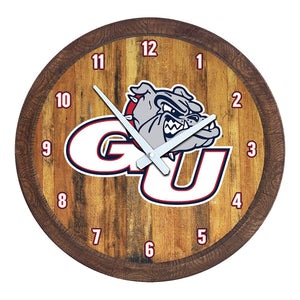 Gonzaga Bulldogs: GU - "Faux" Barrel Top Wall Clock - The Fan-Brand