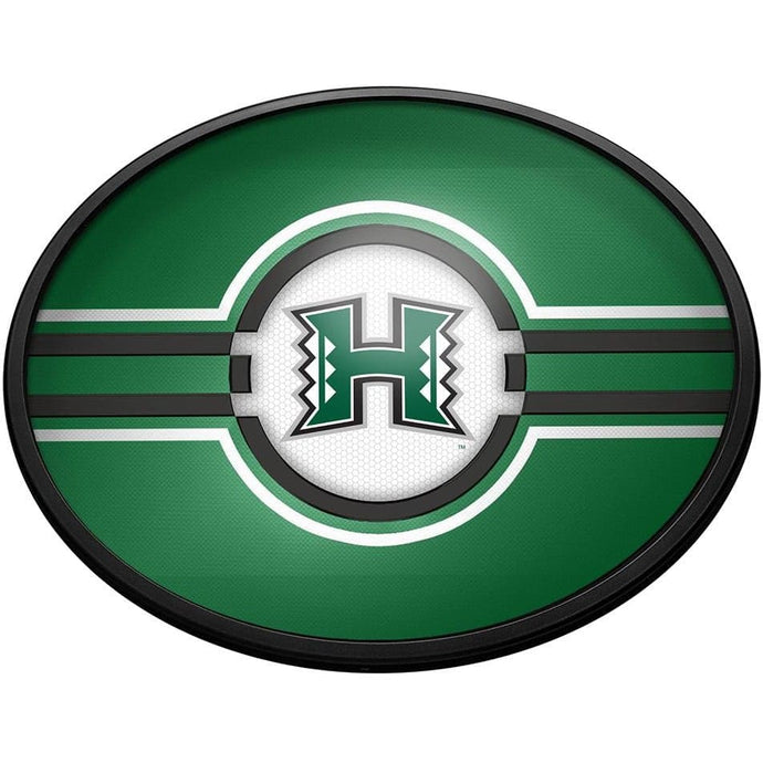 Hawaii Rainbow Warriors: Oval Slimline Lighted Wall Sign - The Fan-Brand