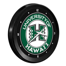 Load image into Gallery viewer, Hawaii Rainbow Warriors: Ribbed Frame Wall Clock - The Fan-Brand