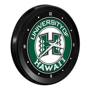 Hawaii Rainbow Warriors: Ribbed Frame Wall Clock - The Fan-Brand