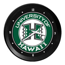 Load image into Gallery viewer, Hawaii Rainbow Warriors: Ribbed Frame Wall Clock - The Fan-Brand