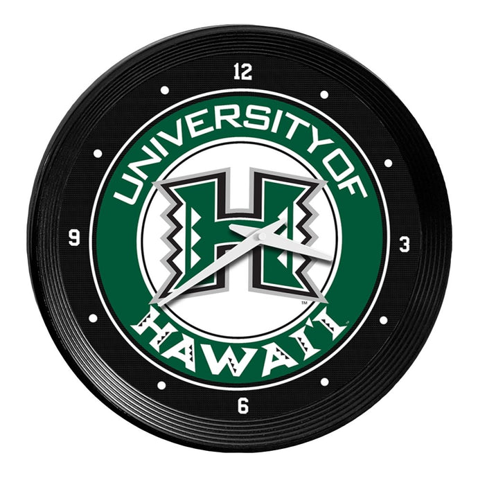 Hawaii Rainbow Warriors: Ribbed Frame Wall Clock - The Fan-Brand