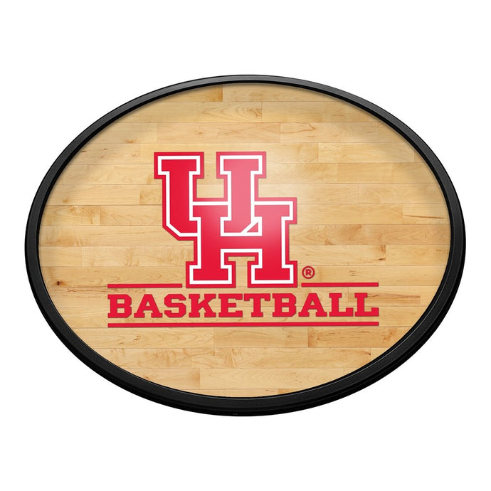 Houston Cougars: Hardwood - Oval Slimline Lighted Wall Sign - The Fan-Brand