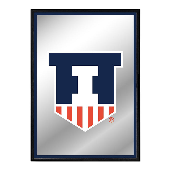 Illinois Fighting Illini: Badge - Framed Mirrored Wall Sign - The Fan-Brand