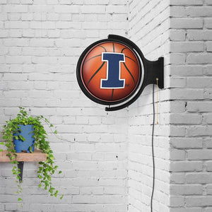 Illinois Fighting Illini: Basketball - Original Round Rotating Lighted Wall Sign - The Fan-Brand