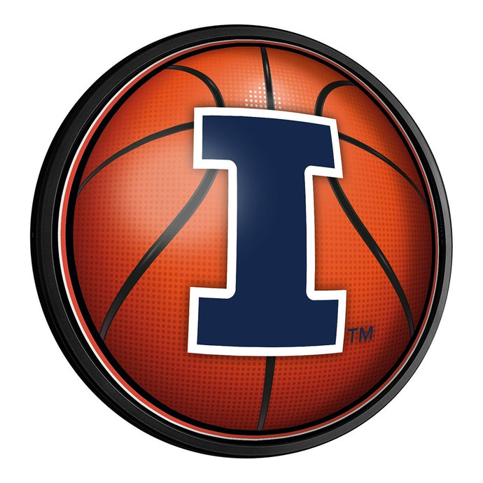 Illinois Fighting Illini: Basketball - Round Slimline Lighted Wall Sign - The Fan-Brand