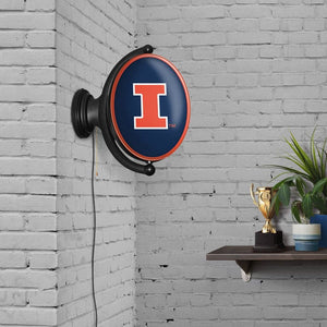 Illinois Fighting Illini: Original Oval Rotating Lighted Wall Sign - The Fan-Brand