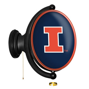 Illinois Fighting Illini: Original Oval Rotating Lighted Wall Sign - The Fan-Brand