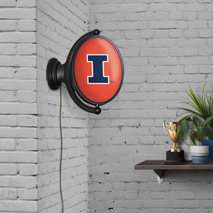 Illinois Fighting Illini: Original Oval Rotating Lighted Wall Sign - The Fan-Brand