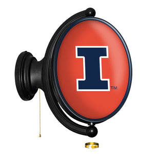 Illinois Fighting Illini: Original Oval Rotating Lighted Wall Sign - The Fan-Brand