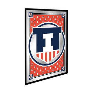 Illinois Fighting Illini: Team Spirit, Badge - Framed Mirrored Wall Sign - The Fan-Brand