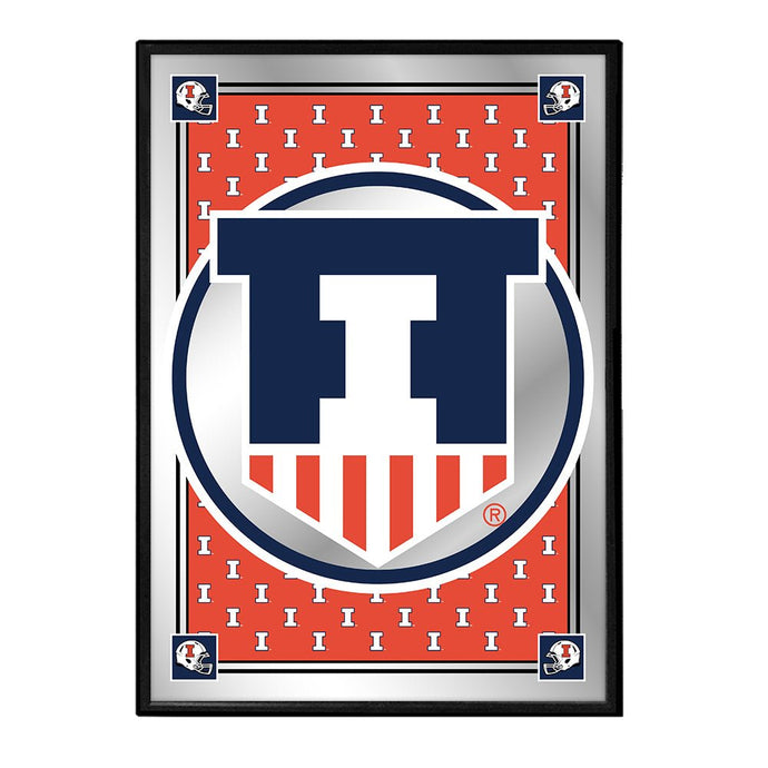 Illinois Fighting Illini: Team Spirit, Badge - Framed Mirrored Wall Sign - The Fan-Brand