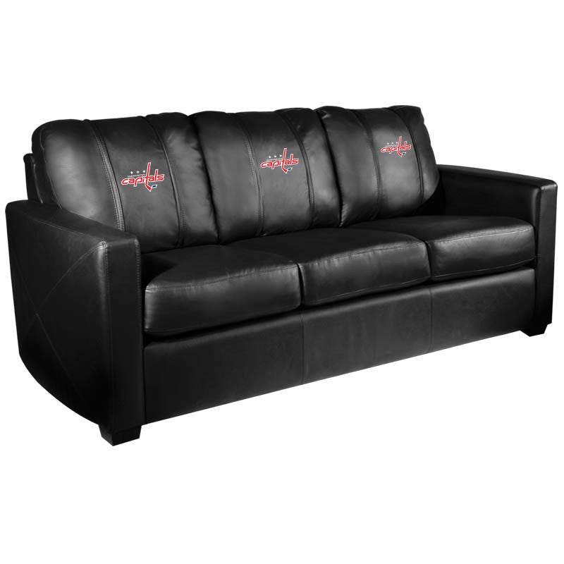 Silver Sofa with Washington Capitals Logo