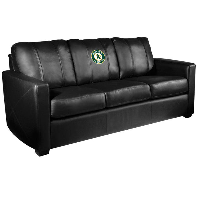 Silver Sofa with Oakland Athletics Logo