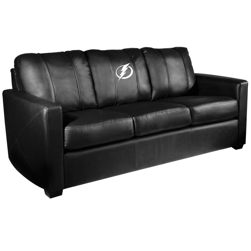 Silver Sofa with Tampa Bay Lightning Logo