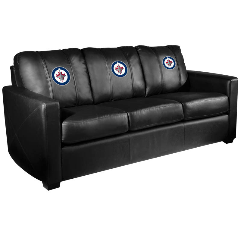 Silver Sofa with Winnipeg Jets Logo