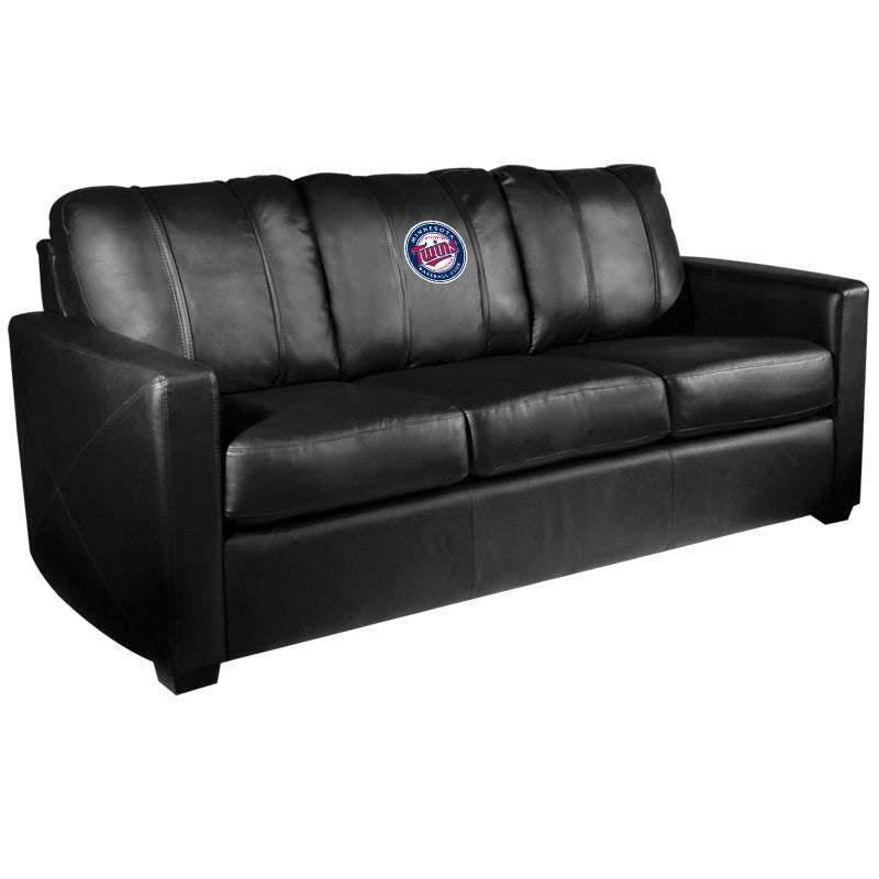 Silver Sofa with Minnesota Twins Logo